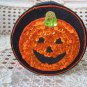 ROUND PUMPKIN JACK O'LANTERN SEQUINS & BEADS HALLOWEEN TRINKET BOX **SO CUTE**