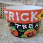 2 HALLOWEEN CERAMIC POTS WITH PUMPKINS GHOSTS CANDY CORN **SO CUTE**