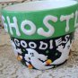 2 HALLOWEEN CERAMIC POTS WITH PUMPKINS GHOSTS CANDY CORN **SO CUTE**