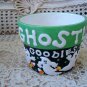 2 HALLOWEEN CERAMIC POTS WITH PUMPKINS GHOSTS CANDY CORN **SO CUTE**