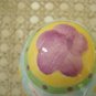EASTER DECOR ONE EASTER CHICK BASKET & 2 GLASS EGGS WITH FLOWERS & BUNNIES