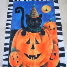 WHIMSICAL BLACK CAT IN PUMPKIN LARGE HALLOWEEN FLAG ****SO CUTE****