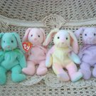 SET OF 4 ADORABLE TY EASTER BUNNIES BEANIE BABIES ***RETIRED***