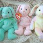 SET OF 4 ADORABLE TY EASTER BUNNIES BEANIE BABIES ***RETIRED***