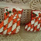 AWESOME SET OF 2 DEPT 56 CHRISTMAS STOCKING SEQUIN TRINKET BOXES