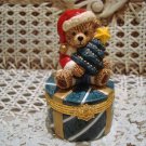 BEAUTIFUL TEDDY BEAR WITH CHRISTMAS TREE HINGED BOX *NEW*