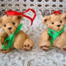 HOLLY BEARIES 2 RETIRED CHRISTMAS BEARS SITTING CHRISTMAS ORNAMENTS **SO CUTE**
