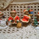 4 CHRISTMAS TEDDY BEAR ORNAMENTS SNOWMAN SANTA PRESENTS PRESENTS  **SO CUTE* NEW