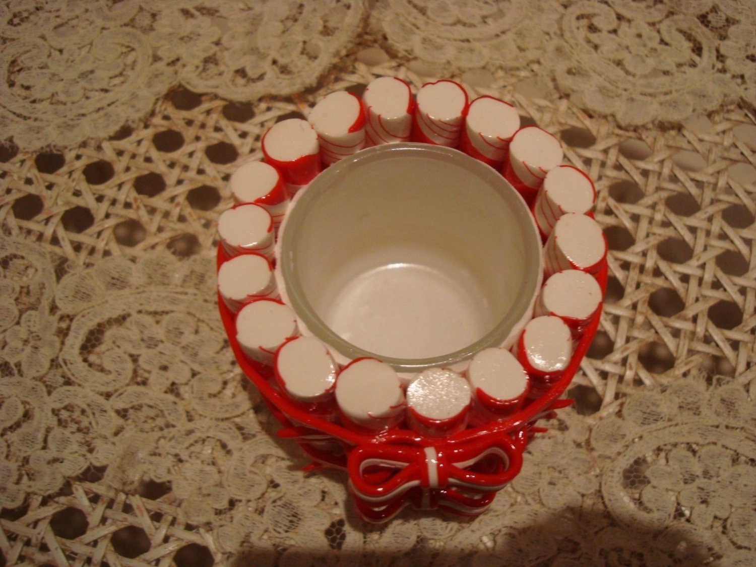 HALLMARK CHRISTMAS PEPPERMINT STRIPED VOTIVE CANDLE HOLDER **NEW*** RETIRED