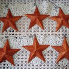 6 ORANGE GLITTER LARGE METAL HALLOWEEN STAR ORNAMENTS **SO PRETTY***