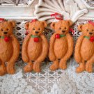 HOLLY BEARIES 4 ANTIQUE STYLE CHRISTMAS BEARS CHRISTMAS ORNAMENTS **NEW**