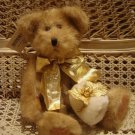 ELEGANT RETIRED HALLMARK 12" BEAR CHRISTMAS WITH GOLD HOLLY & MUFF **SO CUTE**