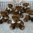 SET OF 6 ADORABLE JOINTED TEDDY BEAR CHRISTMAS ORNAMENTS ***SO CUTE***