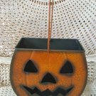 SHABBY VINTAGE INSPIRED CRACKLE METAL PUMPKIN HALLOWEEN MEDIUM LUMINARY ***ADD LIGHTS***