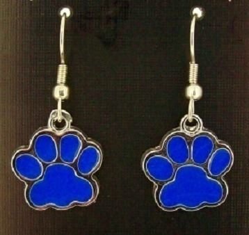 Wildcat Blue Paw print Earrings