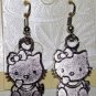 full body Sterling Silver Ear Wire w/Tibetan Silver Hello Kitty Charm Dangle Drop Earrings