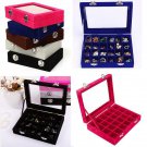24 Grid Earrings Showcase Container Colorful Cover Jewelry Earrings Collecting Storage Box