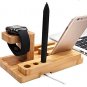3in1 Wood Charging Station Wooden Dock Bamboo Stand Desk Holder for Apple Watch iPhone iwatch iPad