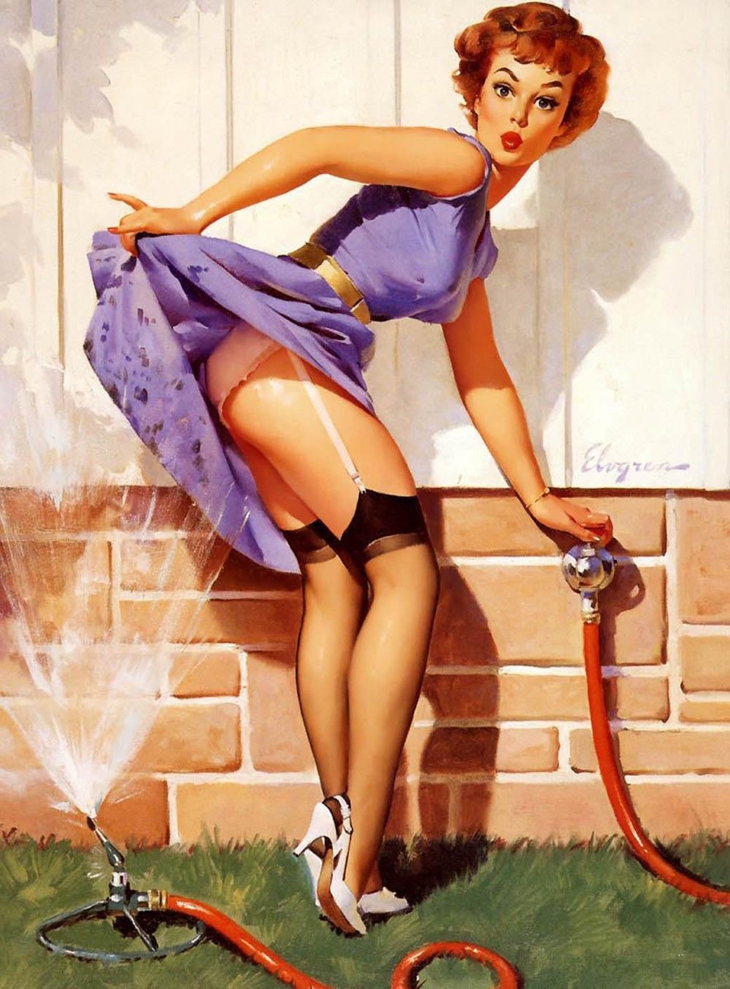 Vintage Gil Elvgren Pinup Girl Art 32x24 Poster Decor.