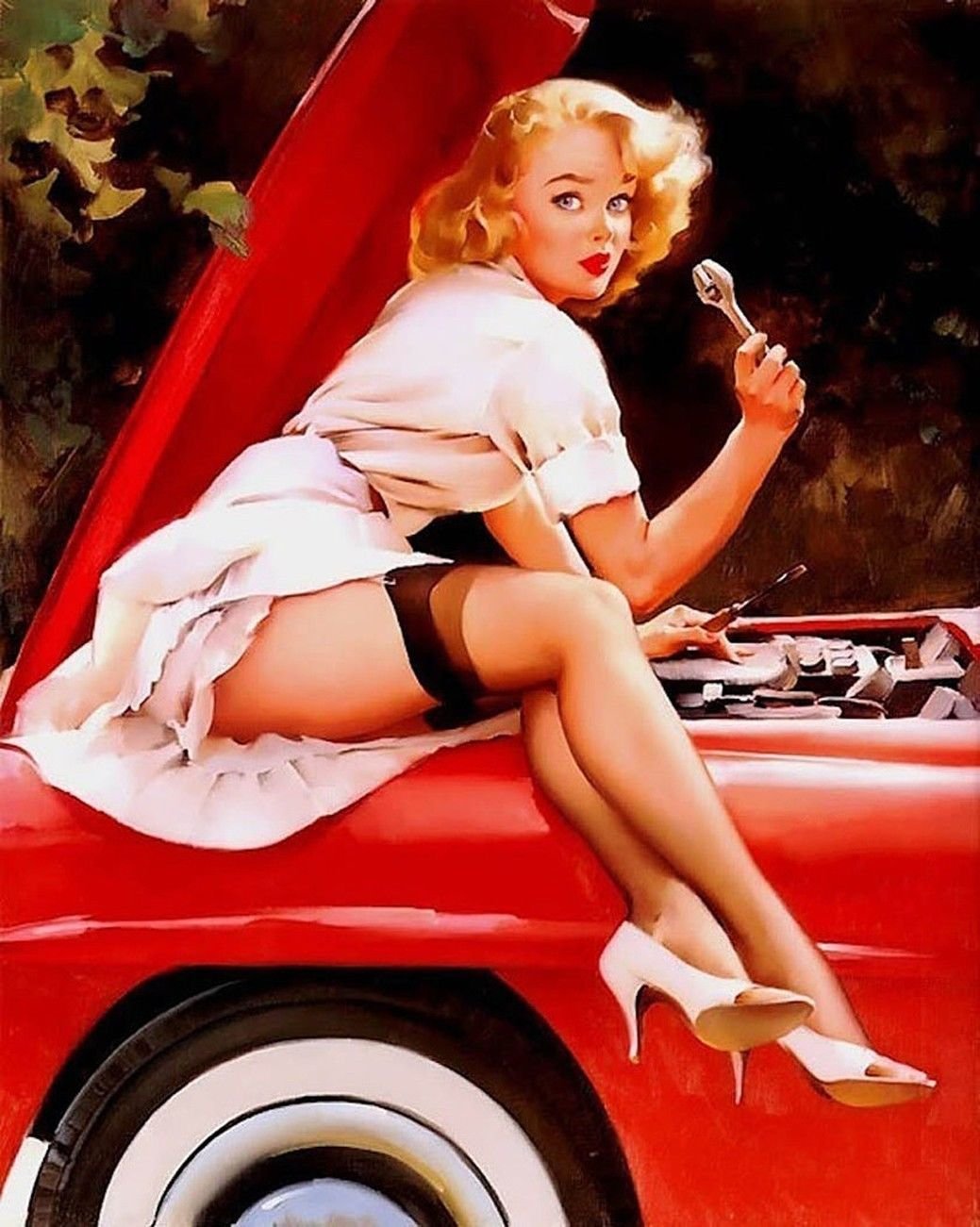 Vintage Gil Elvgren Pinup Girl Art 32x24 Poster Decor.