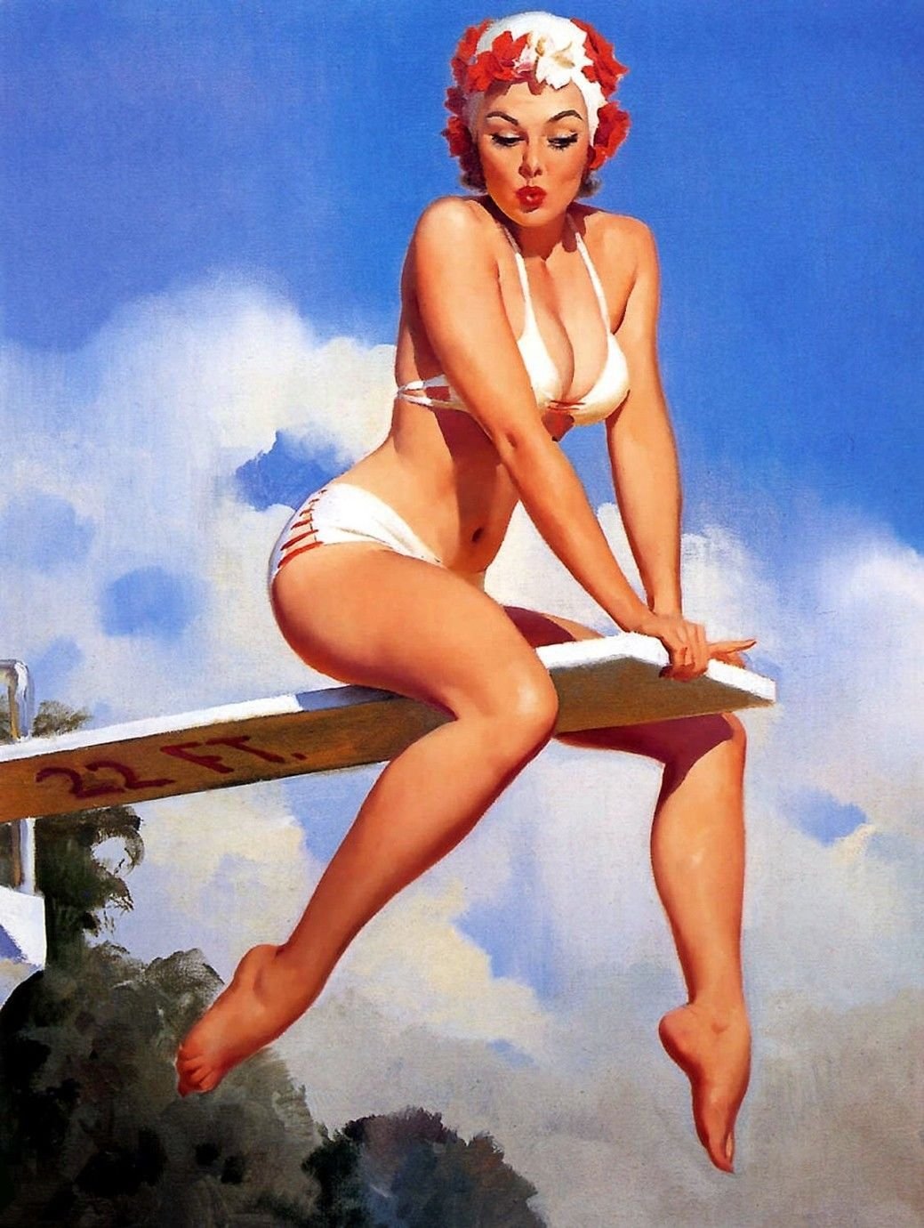 Vintage Gil Elvgren Pinup Girl Wall Print POSTER Decor 32x24.