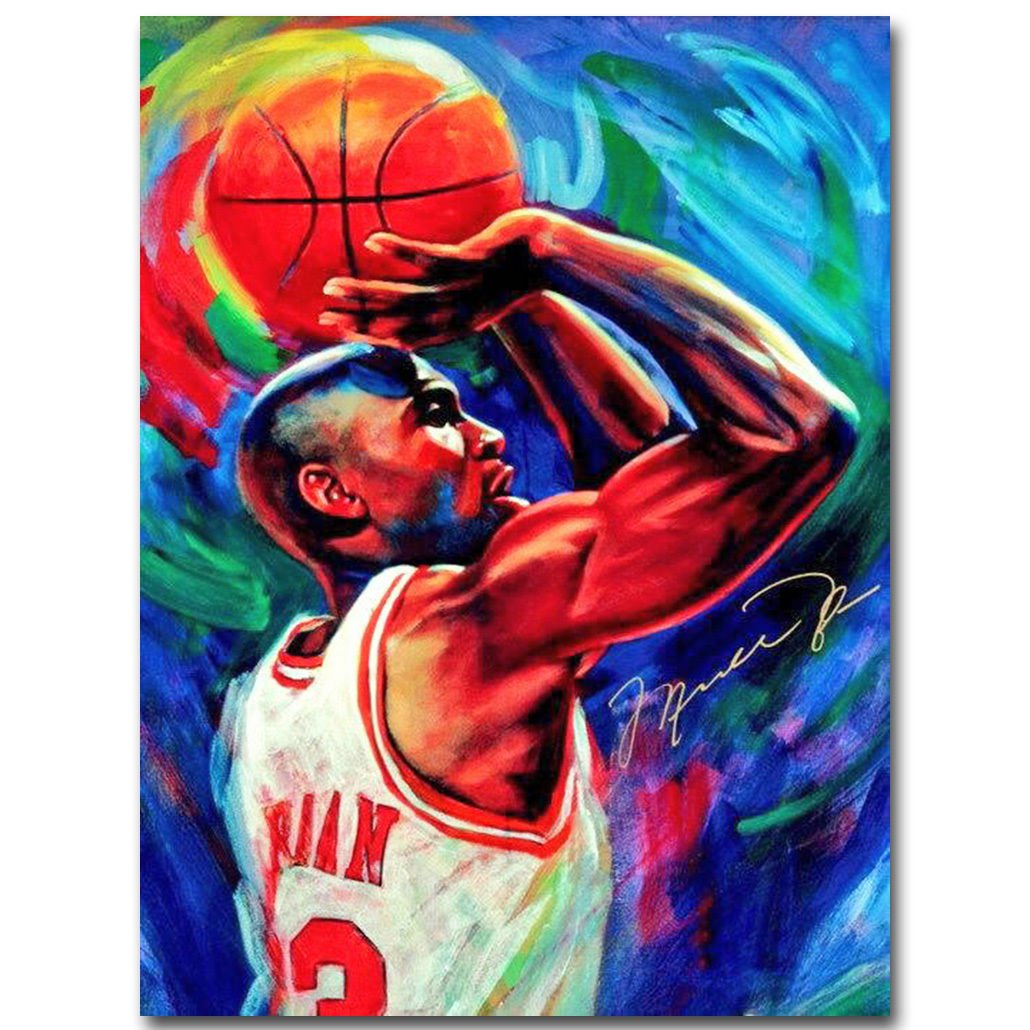 Michael Jordan Dunks Super Basketball Star Art Poster Print 32x24.