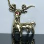 Ruby-eyed Fire Goat Brass Brooch with Twisted Horns - Clean in Excellent Shape