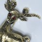 Ruby-eyed Fire Goat Brass Brooch with Twisted Horns - Clean in Excellent Shape
