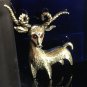 Ruby-eyed Fire Goat Brass Brooch with Twisted Horns - Clean in Excellent Shape
