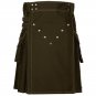 New Men Scottish 100% cotton Handmade Brown Utility kilt size 60