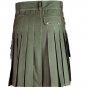 New Men Olive Green Scottish 100% cotton Handmade uinisex Adult Utility kilt size 38