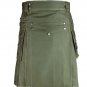 New Men Olive Green Scottish 100% cotton Handmade uinisex Adult Utility kilt size 60