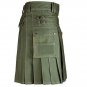 New Men Olive Green Scottish 100% cotton Handmade uinisex Adult Utility kilt size 64