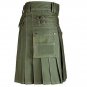 New Men Olive Green Scottish 100% cotton Handmade uinisex Adult Utility kilt size 68