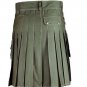 New Men Olive Green Scottish 100% cotton Handmade uinisex Adult Utility kilt size 68