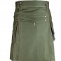 New Men Olive Green Scottish 100% cotton Handmade uinisex Adult Utility kilt size 68