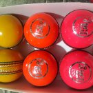 New Pink& Orange Yellow coloure 156 GM Conforming to MCC Regulation leather cricket balls pack of 6
