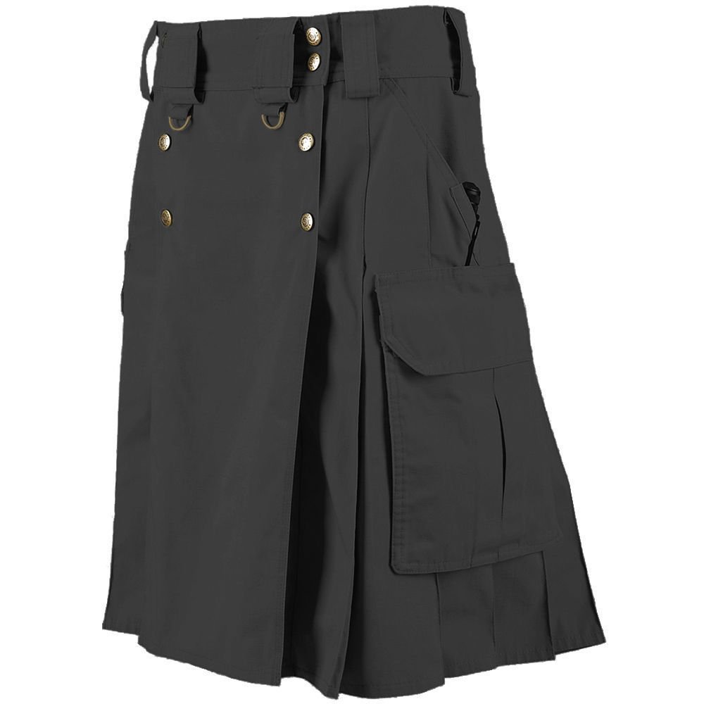 New Tactical Men's Combat Cargo Uniform Battle Utility Unisex Black Kilt Size 48