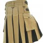 New DC Handmade Black & khaki Cotton Utility Style Hybrid Kilt for Men with Leather straps size 56