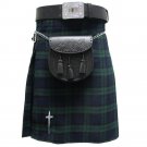 New DC Active men highlender traditional sports black watch tartan kilt size 30