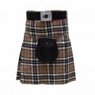 New DC Scottish Men Unisex Utility Sports Traditional Thomes Camel Tartan Kilt size 30