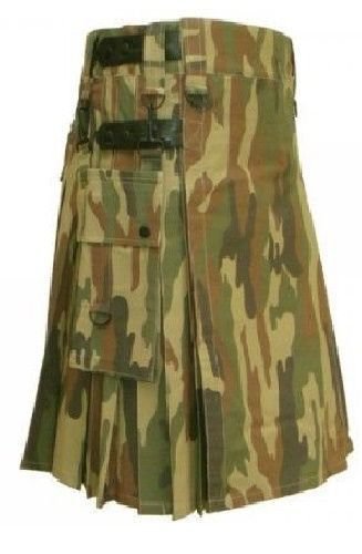 New DC Mens Active Stylish Leather Strap Camo Utility Fashion Kilt 100% Cotton size 60