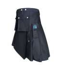 New DC Black Scottish Kilt highland Police Men utility Unisex Adult Handmade Cargo size 38