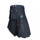New DC Black Scottish Kilt highland Police Men utility Unisex Adult Handmade Cargo size 42