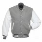 New DC Letterman Grey wool white leather  sleeves varsity jacket size s