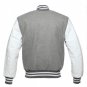 New DC Letterman Grey wool white leather  sleeves varsity jacket size m