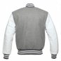 New DC Letterman Grey wool white leather  sleeves varsity jacket size 3xl