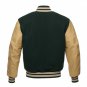 New DC Letterman Green wool Gold leather  sleeves varsity jacket size s