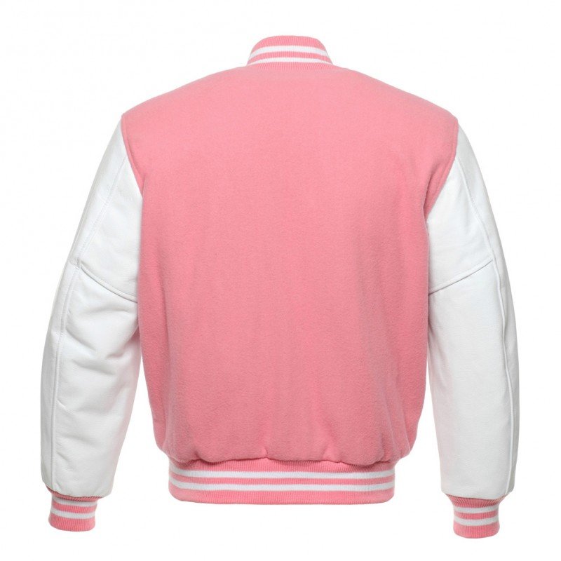 New DC Letterman Pink wool White leather sleeves varsity jacket size l
