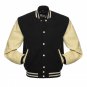 New DC Letterman Black wool Off White leather sleeves varsity jacket size s